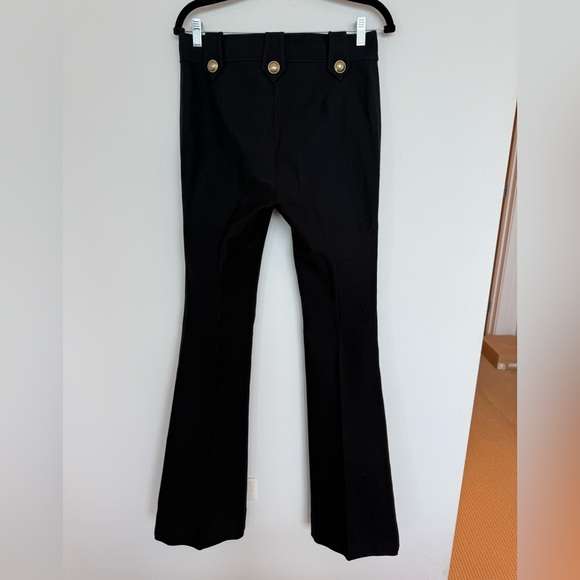 Derek Lam 10 Crosby Robertson Black Flare Pants with Gold Buttons size 8 - Picture 6 of 7